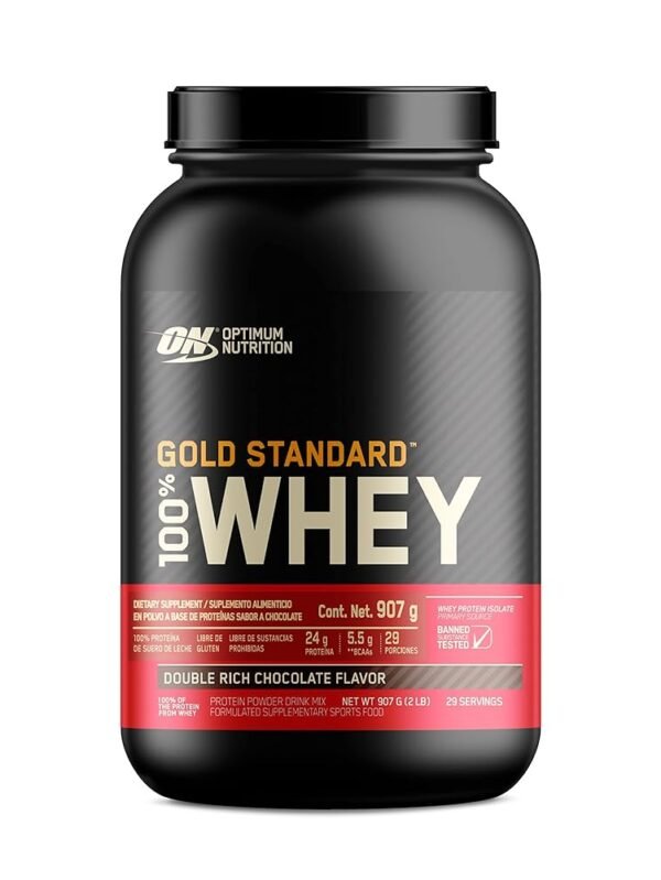 OPTIMUM NUTRITION, Proteína Whey, Gold Standard 100% Whey, Sabor Chocolate, 2 Lbs (907 Gramos)